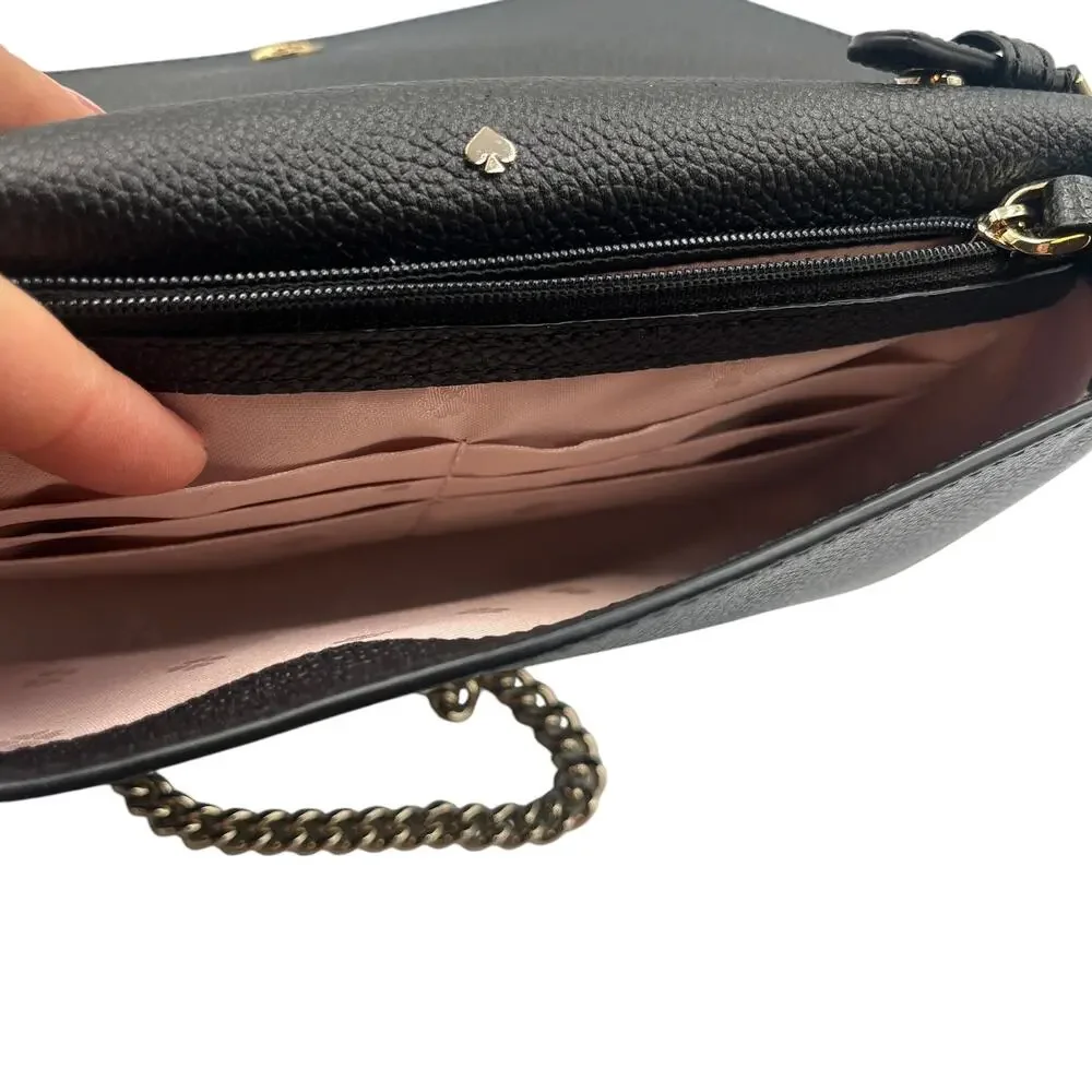 Kate Spade Crossbody Bag Wallet Margaux Enamel Spade Slim Continental Black